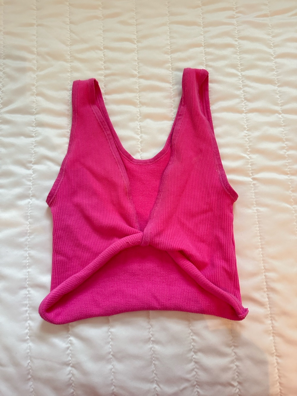 Urban Outfitters Wrap It Up Seamless Reversible Hot Pink Ribbed Tank